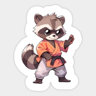 Kawaii Style Karate Master Raccoon Sticker
